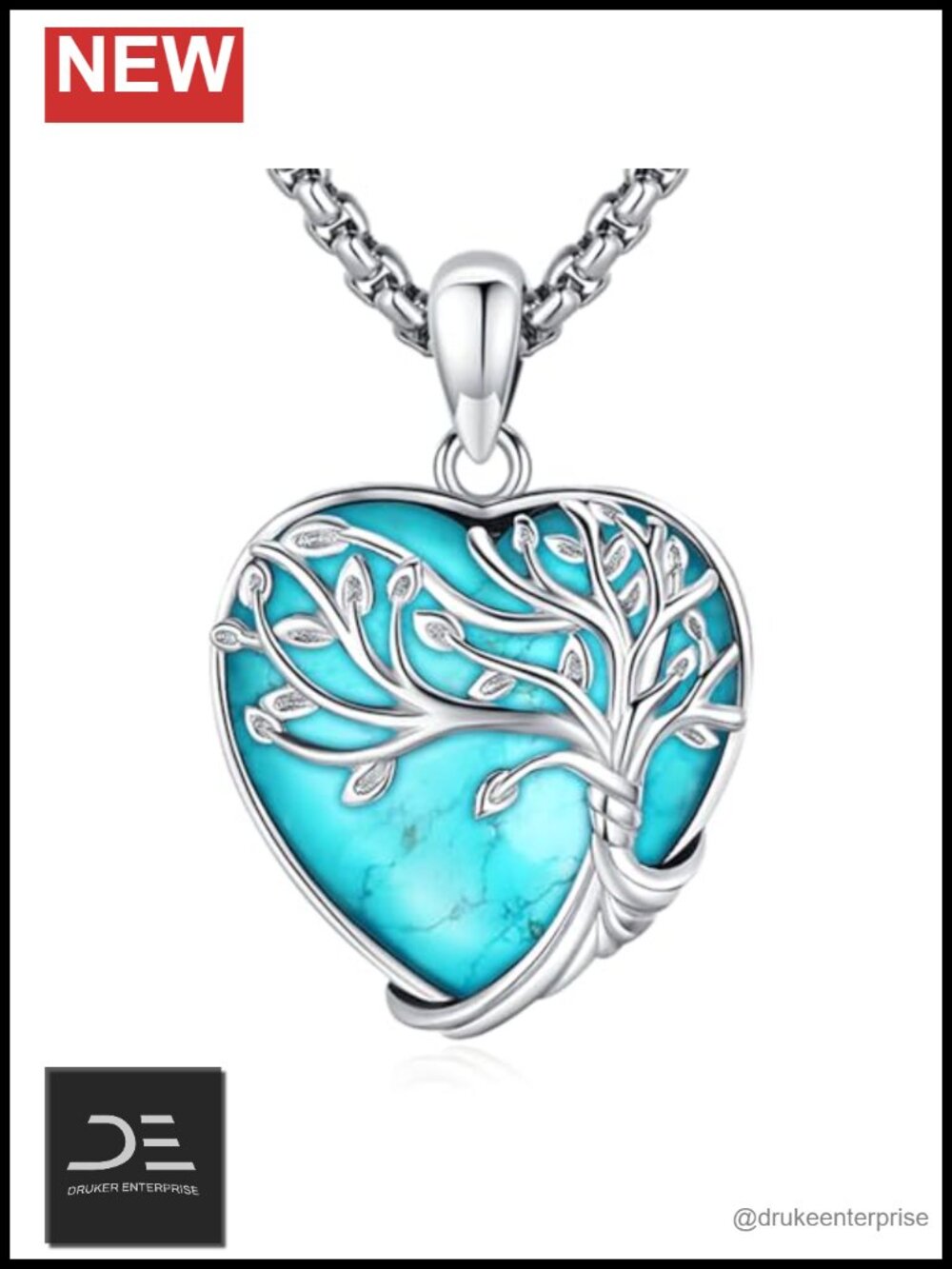 Sterling Silver Tree of Life Pendant Necklace Moonstone Turquoise for Women